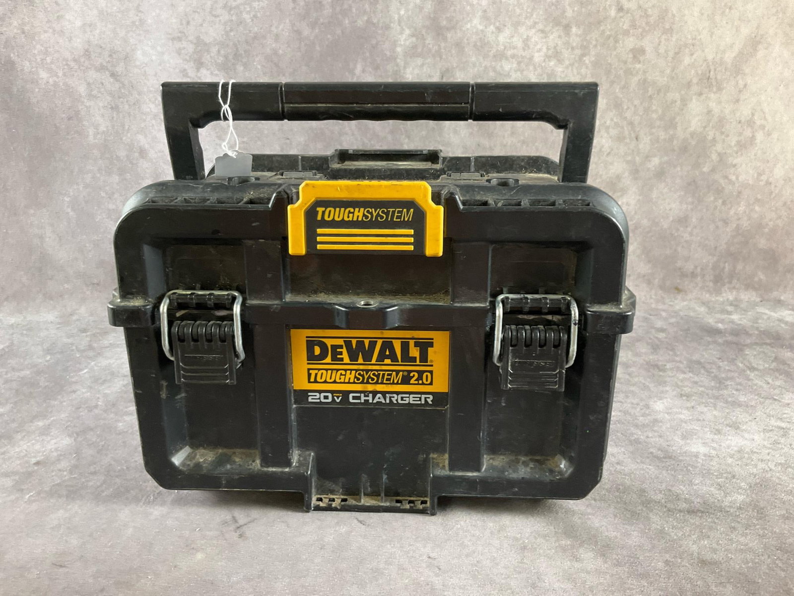 Dewalt Charger: DWST08050 Toughsystems 20v dual port charger and battery storage. Used, powers up and in working condition. Measures 14 inches long X 10 1/2 inches wide X 9 inches high.
