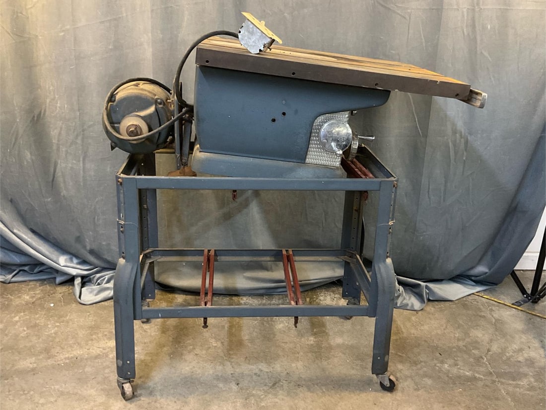 Craftsman Table Saw: Vintage Sears / Craftsman Table Saw Craftsman Motor Model 551.1939. Not tested. Measures 36 inches wide x 22 x 40 inches tall.