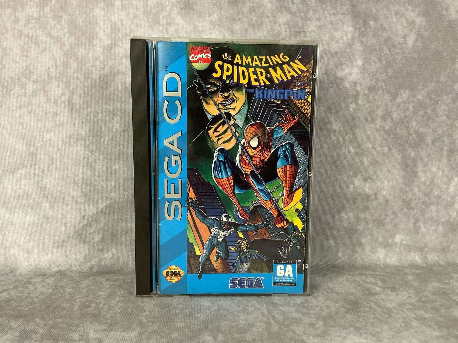 Sega CD Game: 1993 The Amazing Spider-Man Sega CD game in original case with booklet. Game is untested but in good condition, some wear to case. Measures 5.75 inches wide x 8.25 inches tall.
