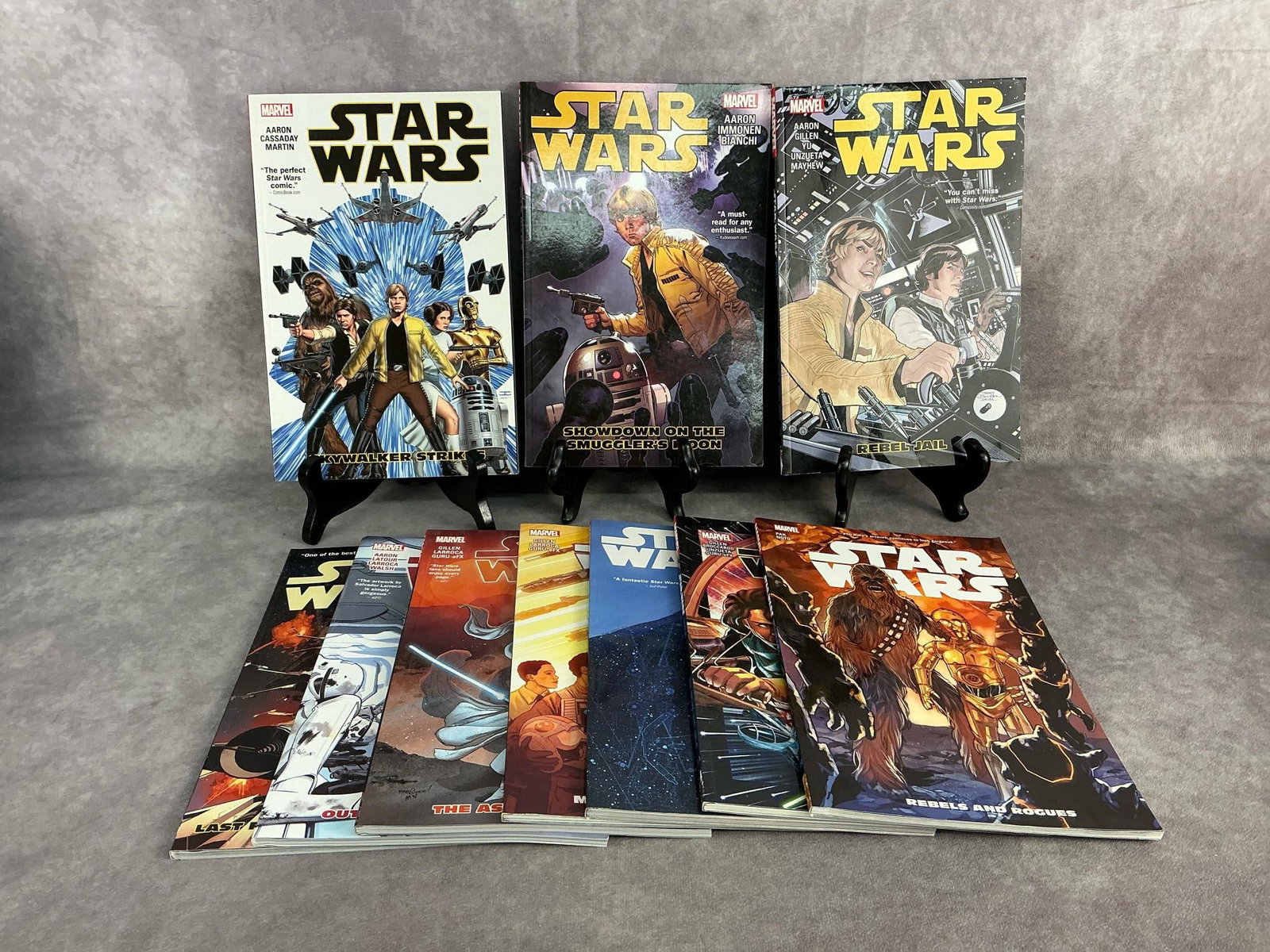 Star Wars Comic Books: 2017-2019 Star Wars comic books by marvel volume 1-10 and volume 12. Good condition. Each one measures 6.5 inches wide x 10 inches tall.