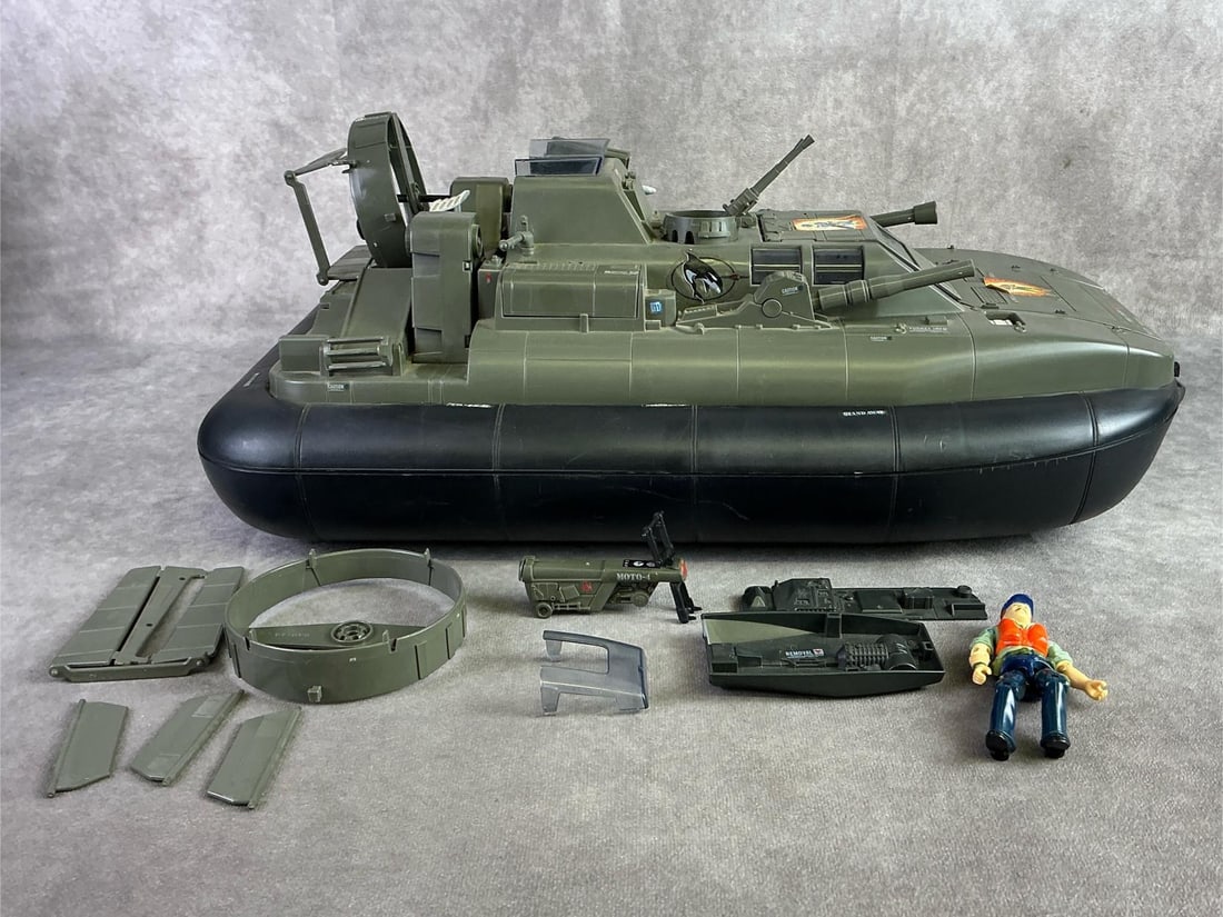 Hasbro GI Joe: 1984 Hasbro GI Joe Killer W.H.A.L.E. Hovercraft toy vehicle. Missing some parts which is common for these vehicles, although does have original action figure and in fair used condition. Skip A. Stone