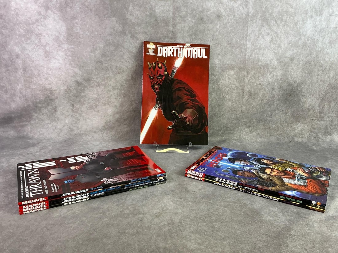 Modern Marvel Comics: Eight modern Marvel comics of Star Wars. All in good condition and each measures 6.5 inches wide x 10.25 inches tall.