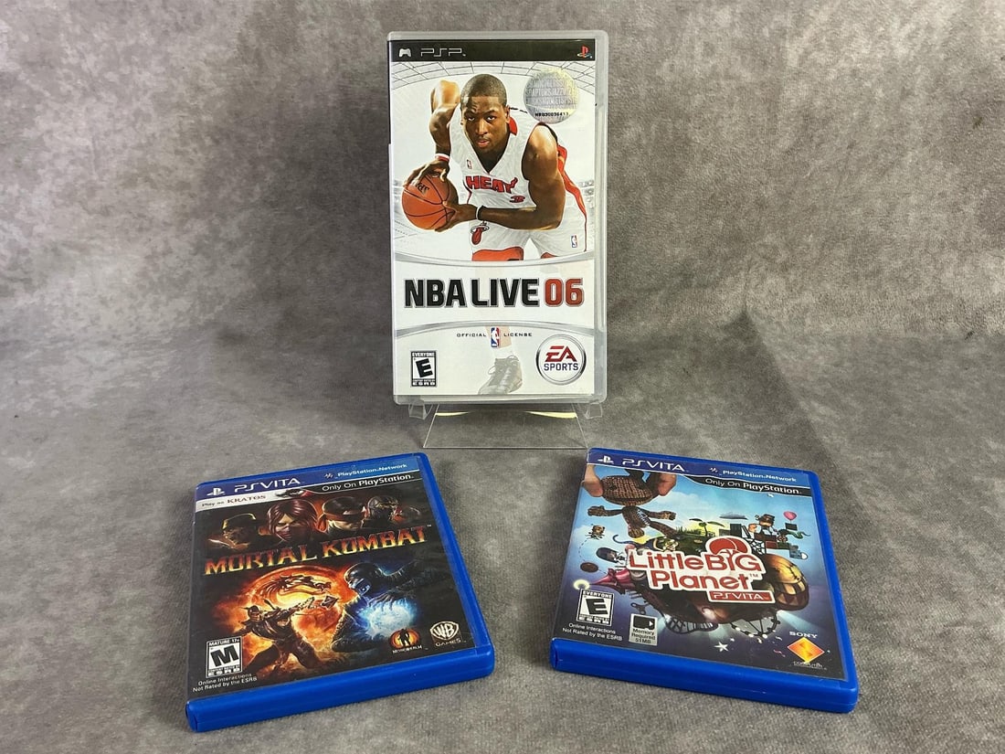 PSP & PSVita Games: One PSP game and Two PSVita games. All in good untested condition. PSP game measures 4.15 inches wide x 7 inches tall.