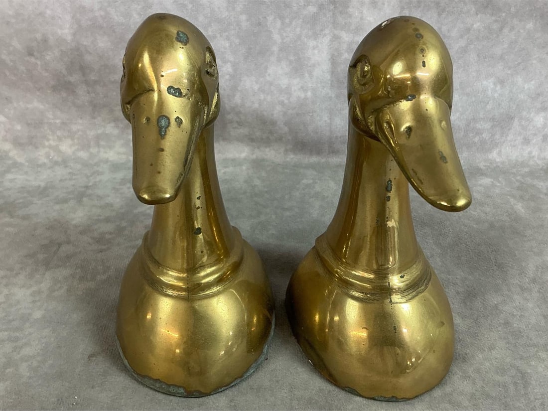 Brass Duck Head Bookends - 2