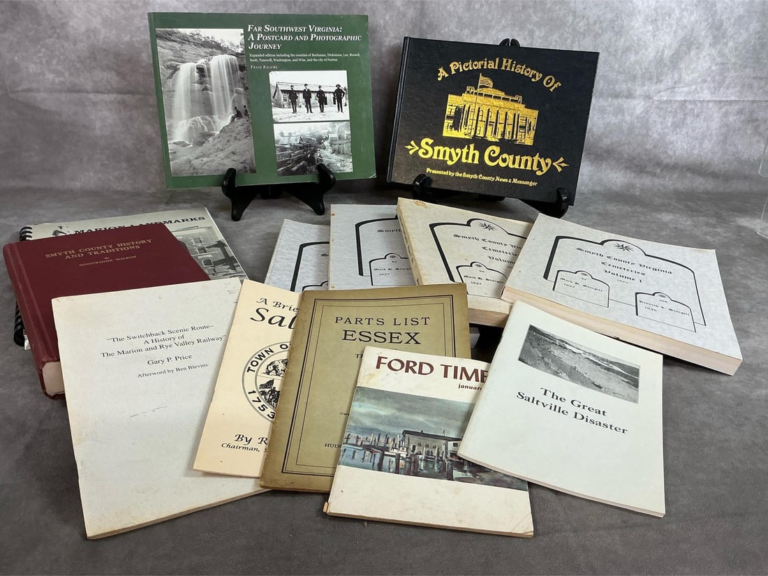 Smyth County History Books: Thirteen hardback and paperback early to late 1900's history and picture books. Includes SW Virginia: A Postcard and Photographic Journey, A Pictorial History of Smyth County, 4 Volumes of Smyth Count