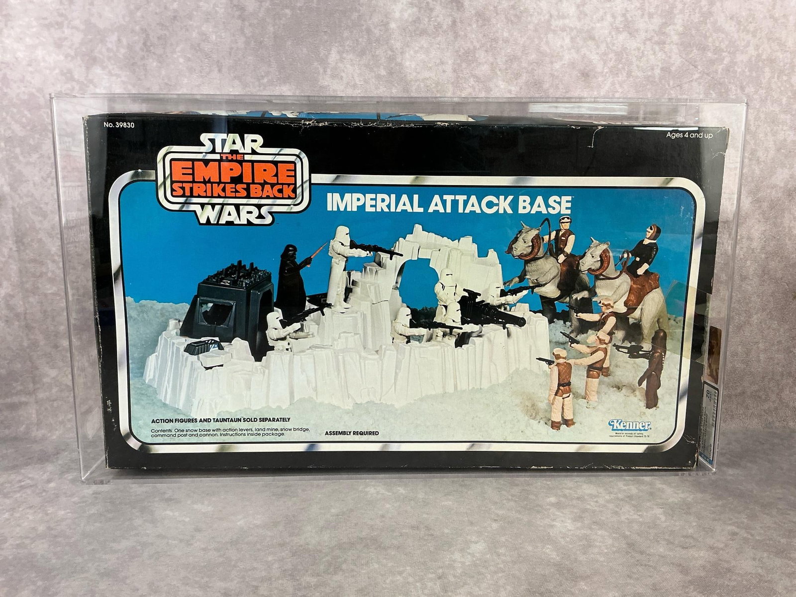 Imperial Attack Base ESB 70 Q-EX+: 1980, Star Wars Empire Strikes Back Imperial Attack Base made by Kenner. AFA graded 70 Q-EX+. Case measures 19.5 inches wide x 4 x 11.25 inches tall.