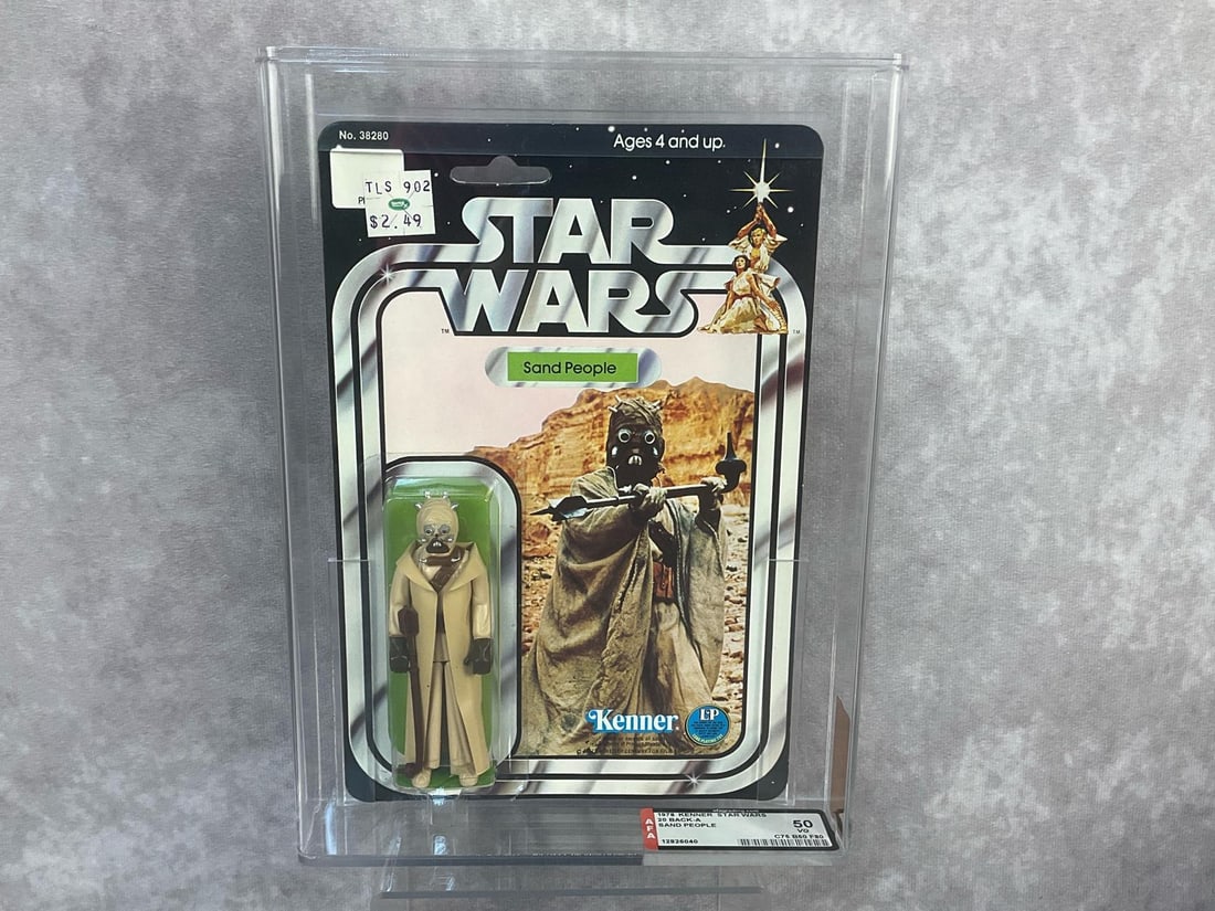 Sand People ESB 50 VG: 1978, 20 Back-A Star Wars Sand People made by Kenner in Hong Kong. AFA graded 50 VG with subgrades C75 B50 F80. Case measures 7.25 inches wide x 1.5 x 9.75 inches tall.