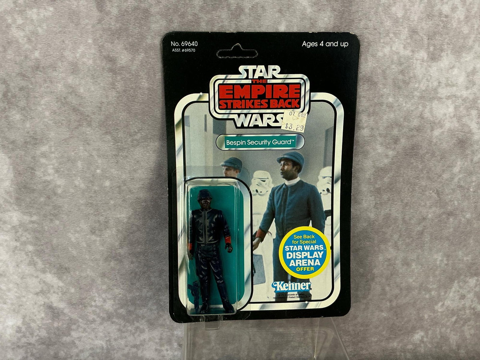 Bespin Security Guard Black ESB: 1981, 45 Back-A, Star Wars The Empire Strikes Back Bespin Security Guard (Black) made by Kenner in Hong Kong. Card is unpunched, blister in good condition, bowing to top of card back. Measures 6 inche
