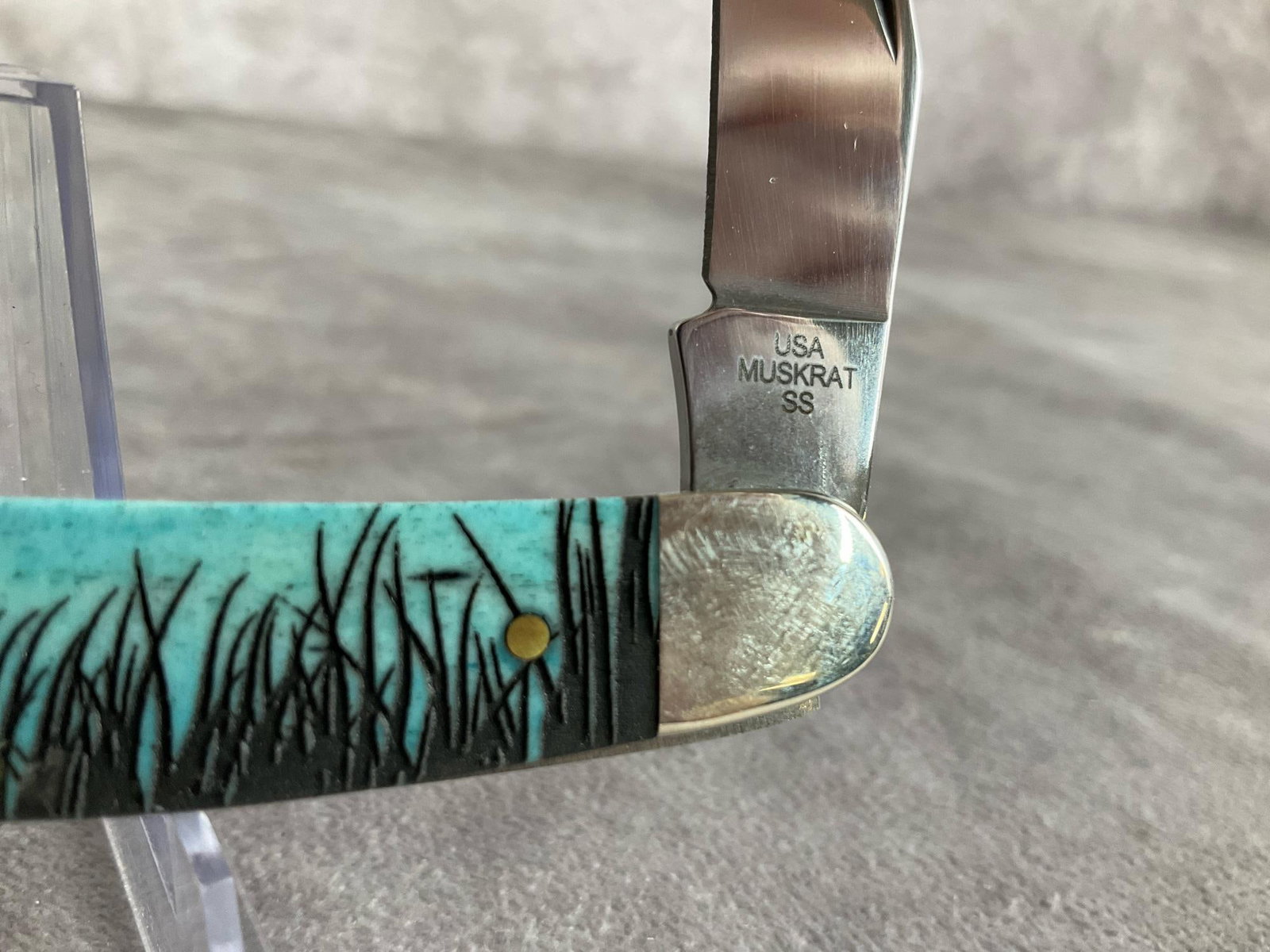Smooth Caribbean Blue Bone Knife - 5