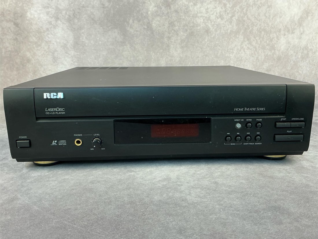 Laser Disc Player: 1993 RCA Home Theatre Series Laser Disc CD LD player. Powers on, untested. Measures16.5 inches long x 15.75 x 4.5 inches tall.
