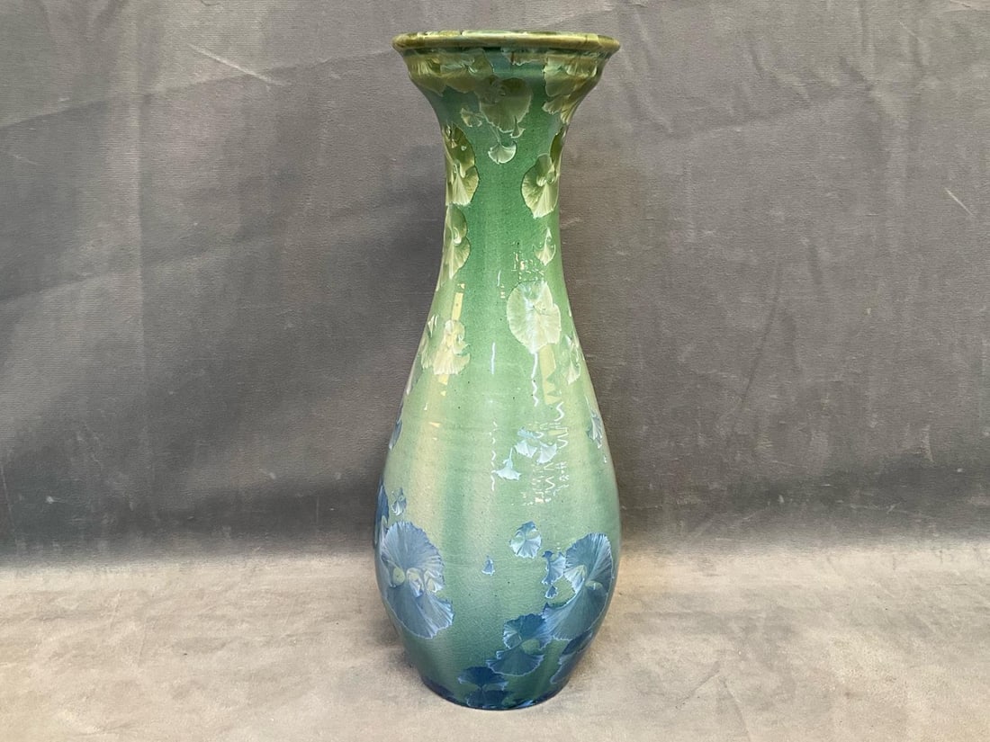 Seagrove Pottery: Modern contemporary Seagrove, North Carolina art pottery marked on bottom with an illegible signature. Good condition. Measures 4.75 inches in diameter x 14.25 inches tall.