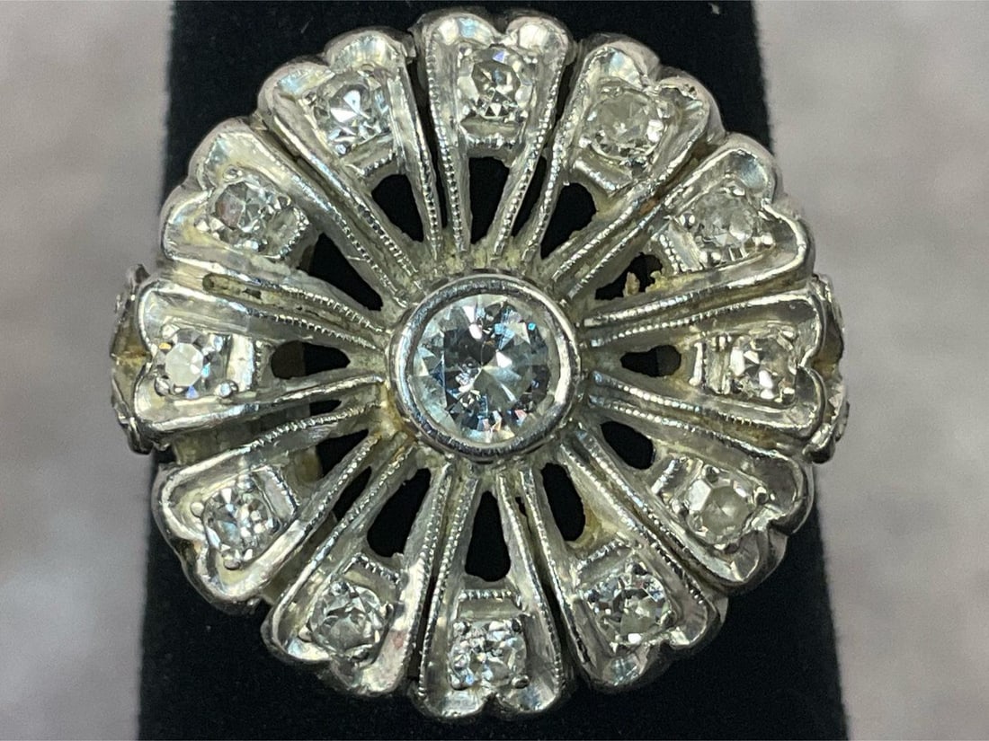 Rhodium Plated Diamond Ring - 4
