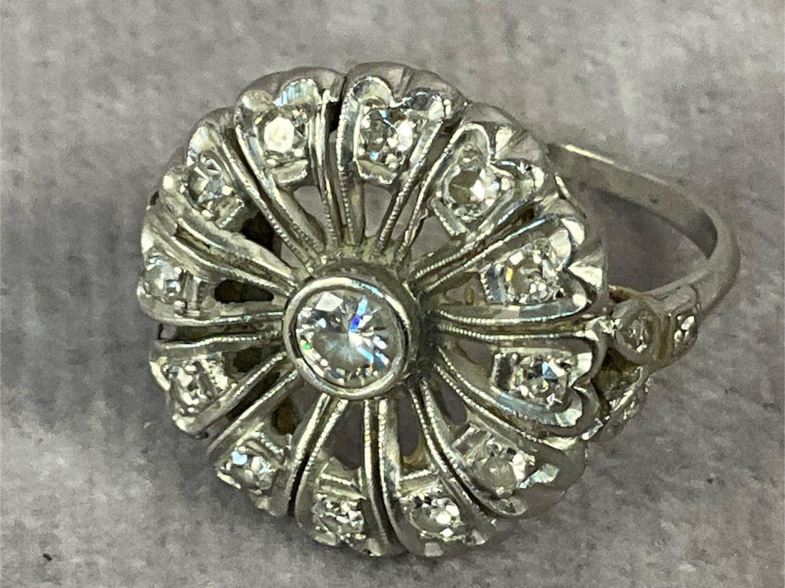 Rhodium Plated Diamond Ring - 5