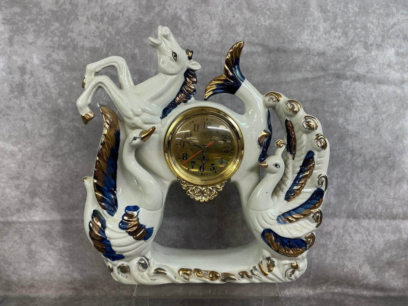 Ornate Clock & Swans - 2