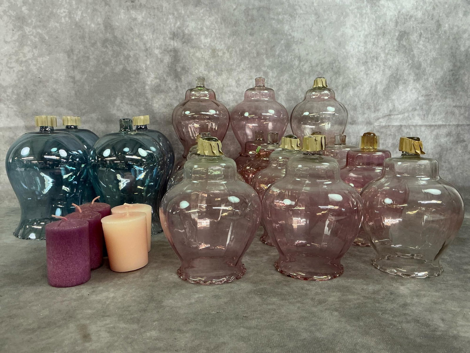 Pink & Blue Glass Votive Cups (1 of 6)