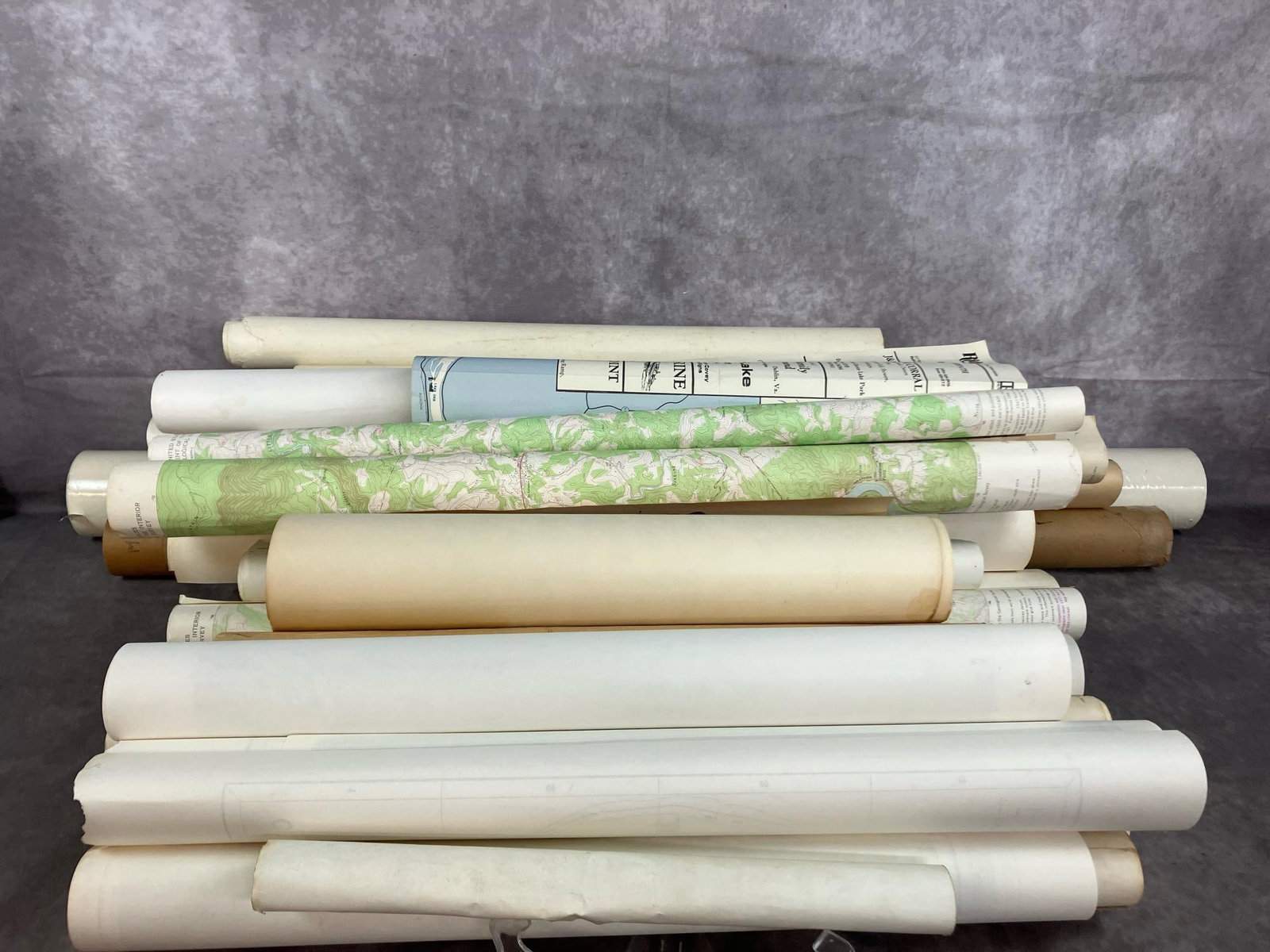 Maps: Twenty-four mid to late 1900's area maps. Includes Radford, Pulaski County, Montgomery County, Jefferson National Forest, Utilities map, and more. Sizes vary. Average measures 27 inches wide x 24
