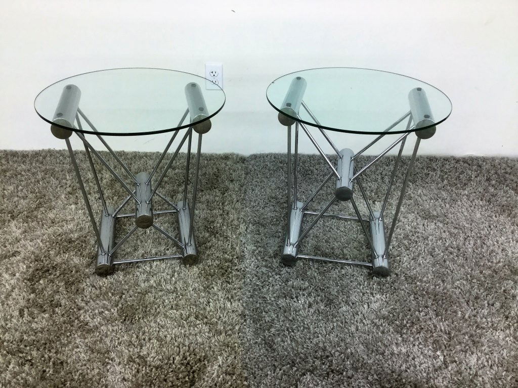 Pair Chrome and Glass Side Tables (1 of 3)