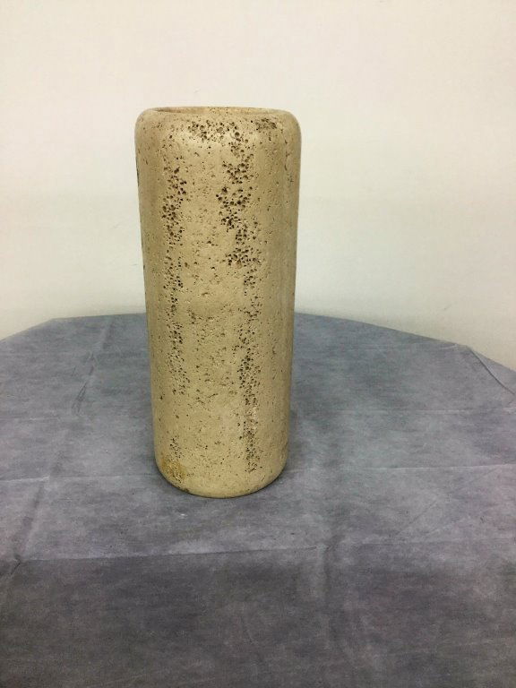 RAYMOR TRAVERTINE VASE: HAS PAPER LABEL 15" TALL