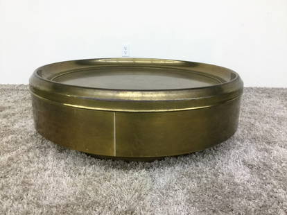 MID CENTURY MODERN MASTERCRAFT COFFEE TABLE: 42" ROUND 15" HEIGHTS SOME PITTING SOME DENTS CONDITION FAIR FOR AGE