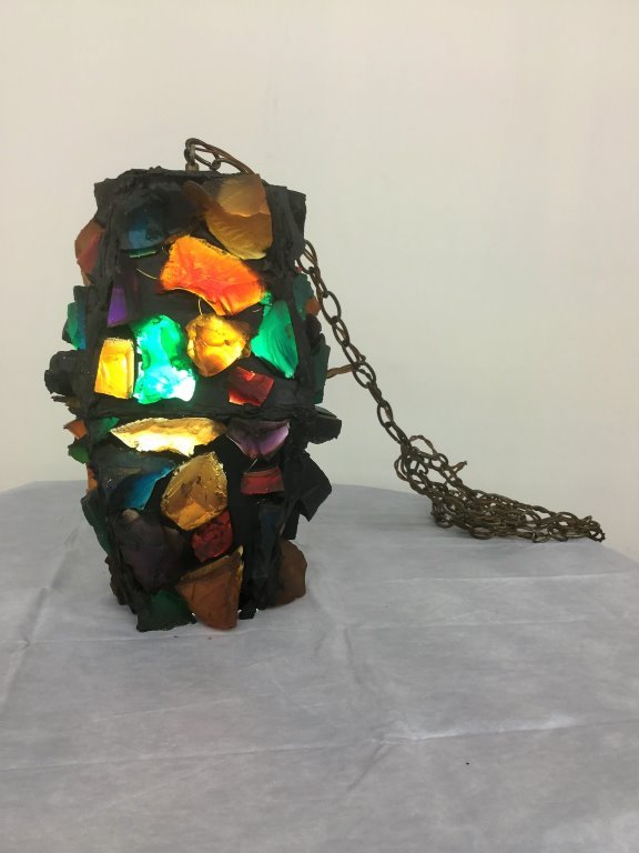 MID CENTURY BRUTALIST STYLE HANGING LAMP (1 of 3)
