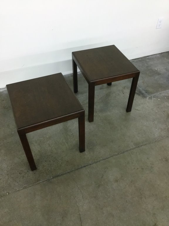 PAIR WALNUT WOOD END TABLES (1 of 2)
