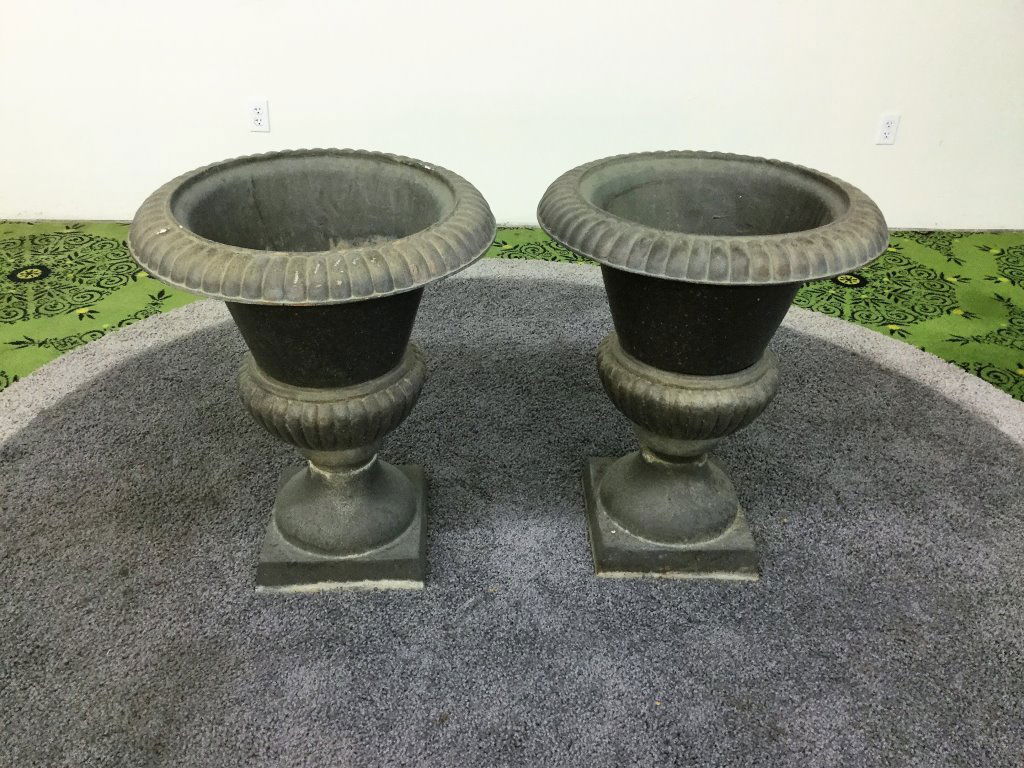 PAIR CAST IRON PLANTERS (1 of 5)