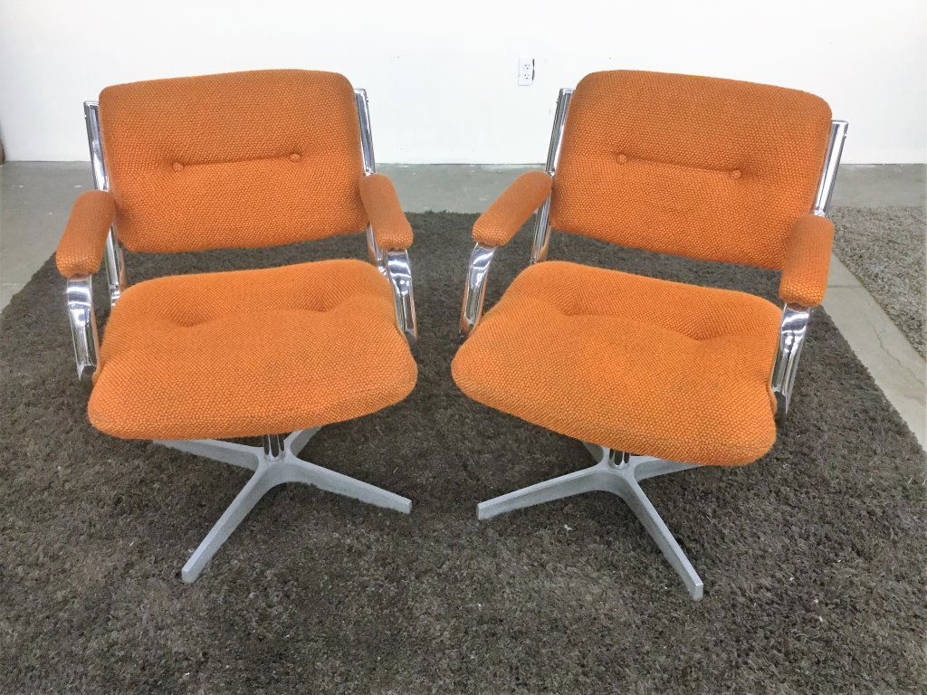 PAIR CHROME ARMED ALUMINUM BASE CHAIRS (1 of 6)