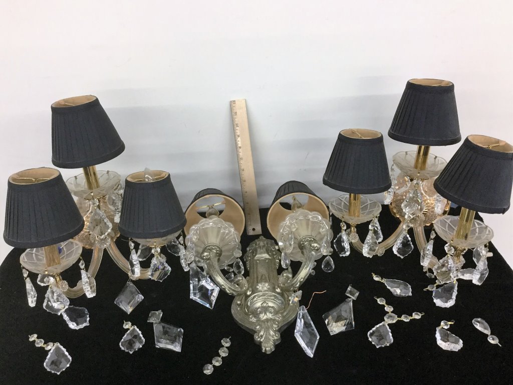 PAIR MATCHING/ONE ODD WALL LIGHT: GLASS PRISMS