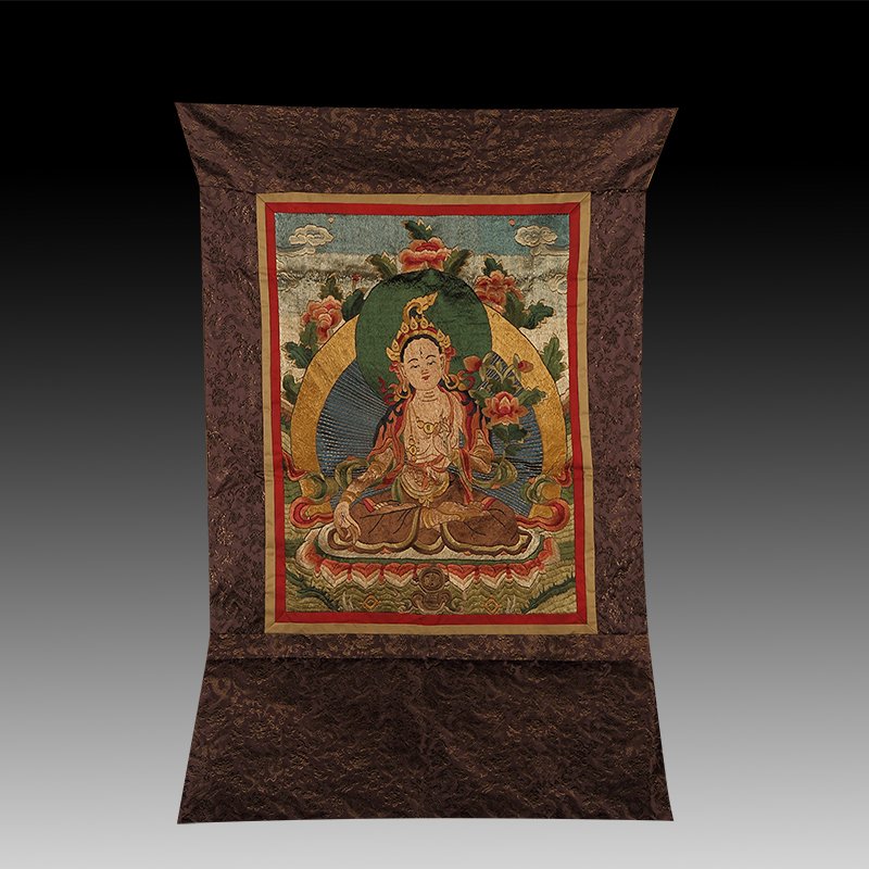 Chinese The court of huge needlepoint thangka: Chinese The court of huge needlepoint thangka S/103*73CM