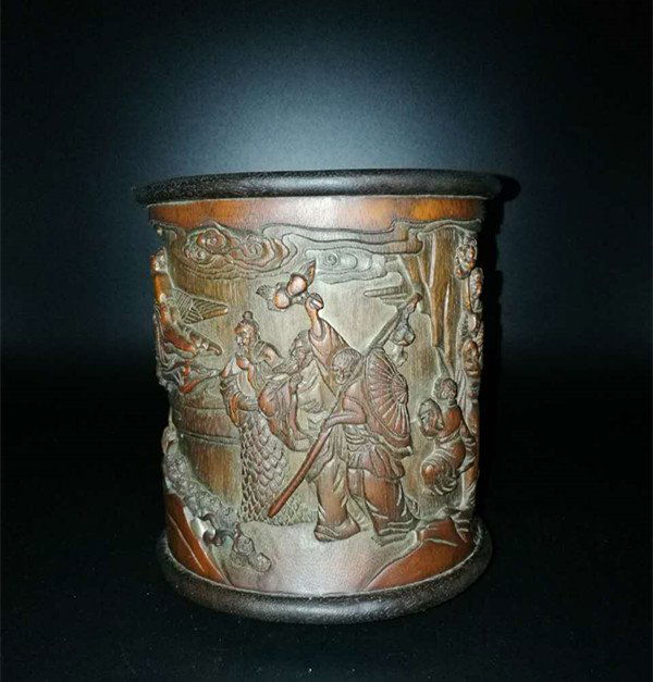 Chinese Bamboo Carved Brush Pot (1 of 5)