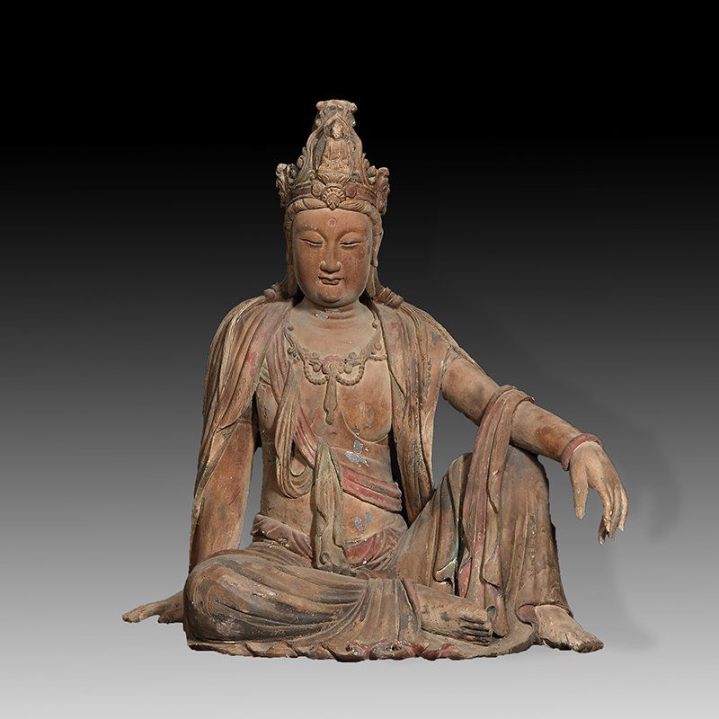 Chinese Antique  Wood Sitting Guanyin (1 of 5)