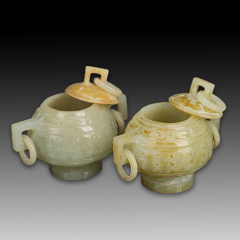 Pair Chinese ancient Jade Incense burner (1 of 6)