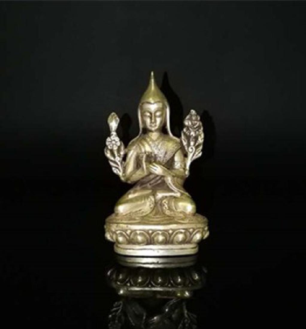 Chinese Antique Nickel Silver Buddha Statue (1 of 6)