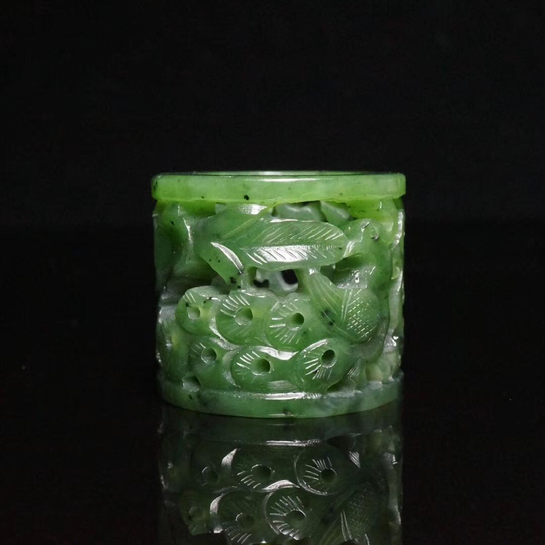 Chinese Qing Dynasty Hetian Jade green Ring (1 of 4)