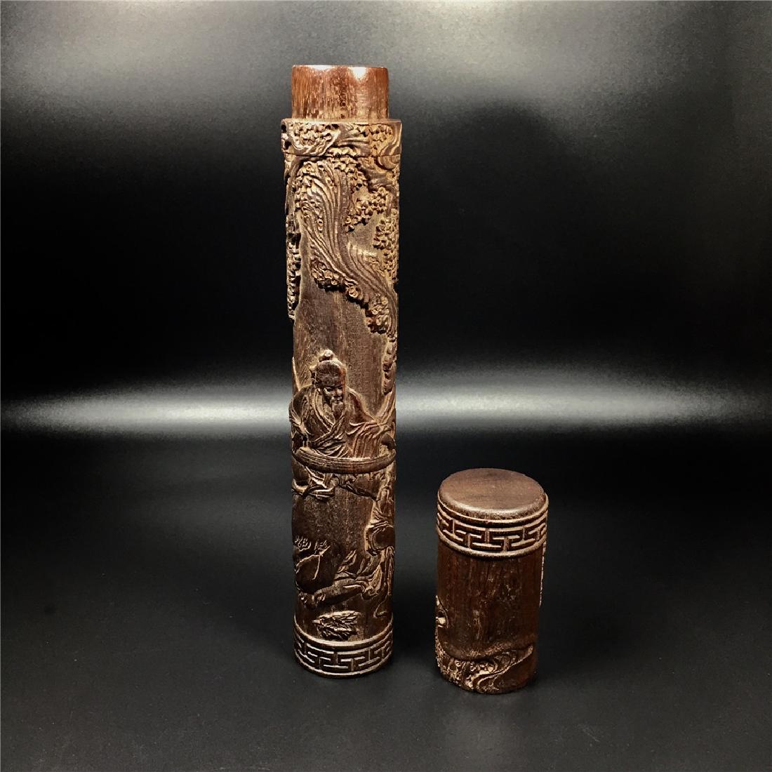 Chinese Huang Huali Wood Incense Tubular: Chinese Huang Huali Wood Incense Tubular.Size:368*55mm.Weight:401.34g
