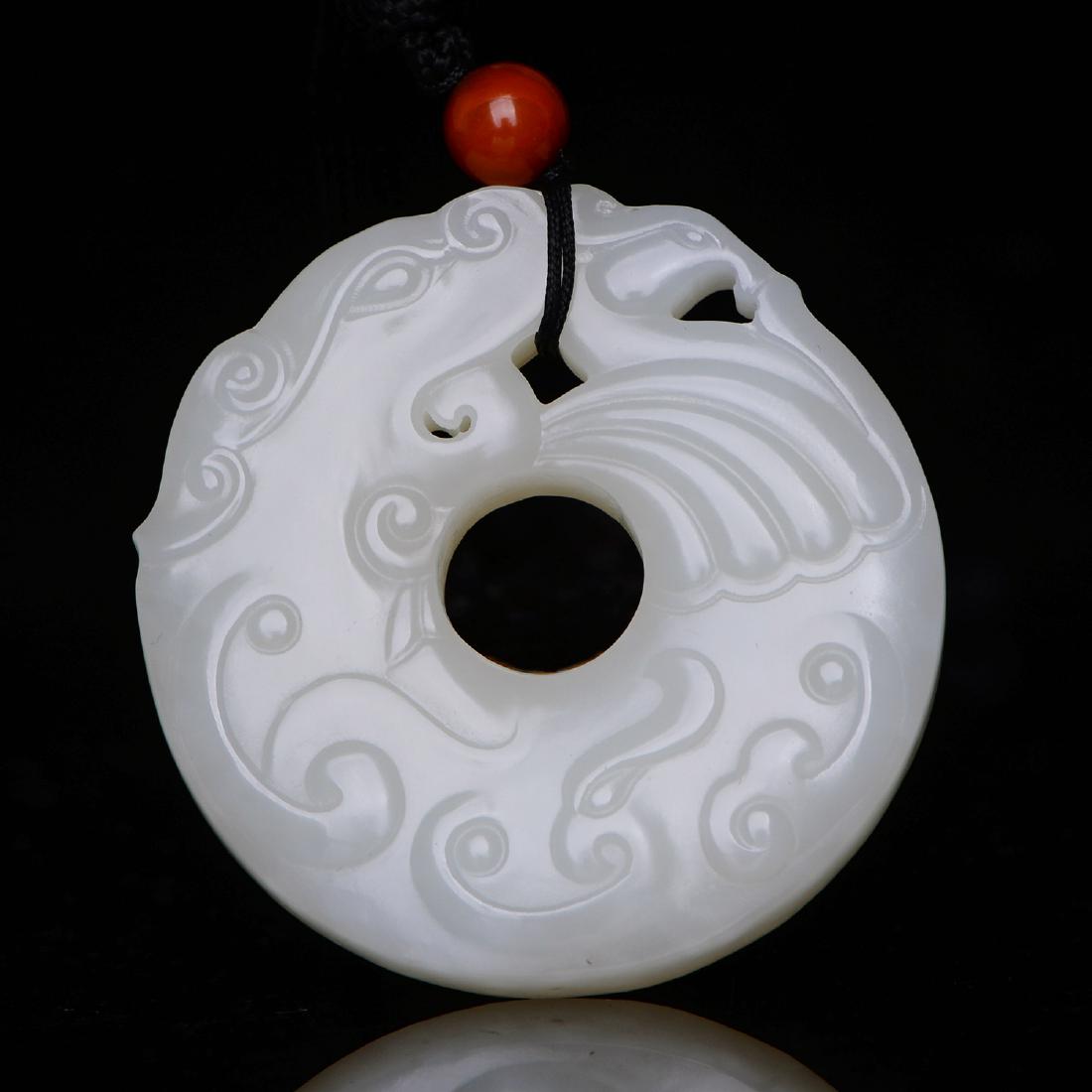 Chinese Qing Dynasty Hetian White Jade Pendant (1 of 6)