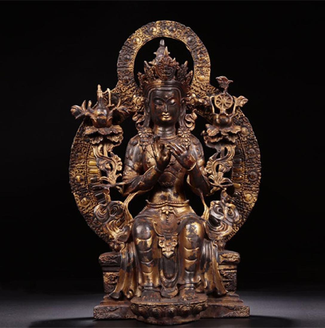 QING STYLE GILT BRONZE BODHISATTVA (1 of 8)