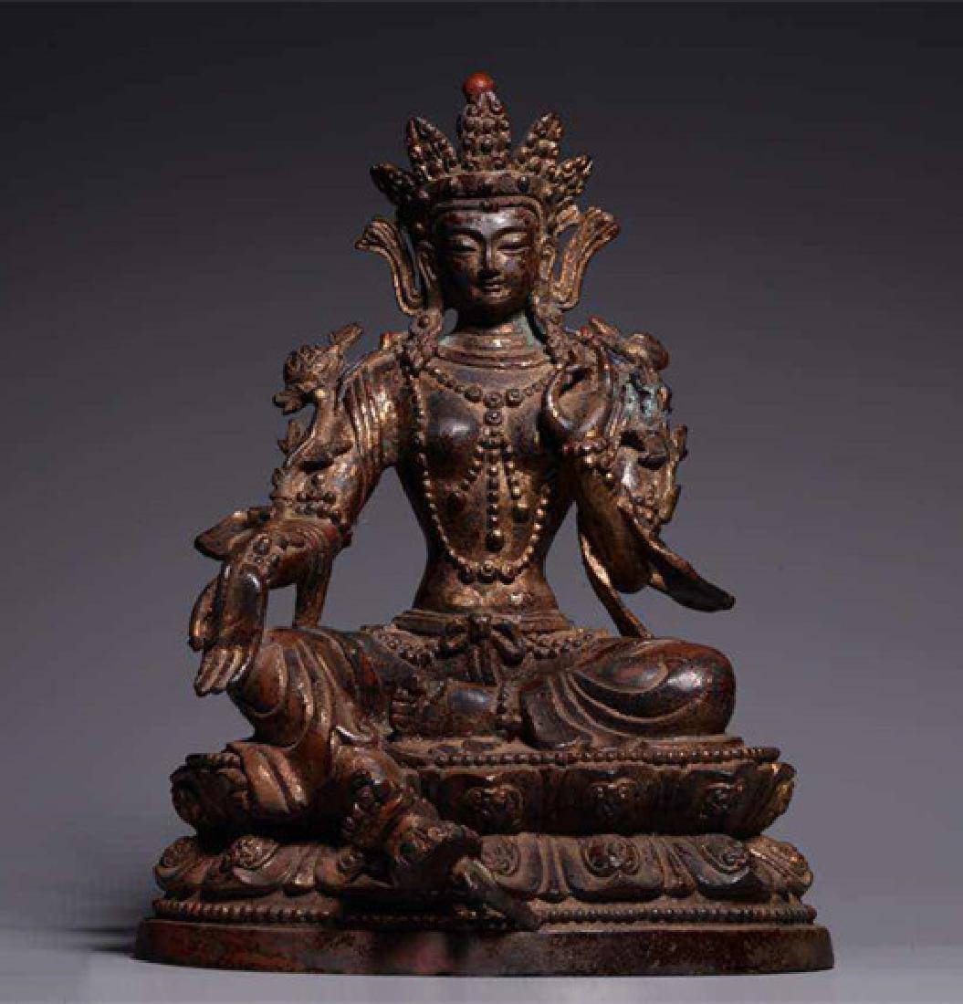 QING STYLE GILT BRONZE BODHISATTVA (1 of 9)