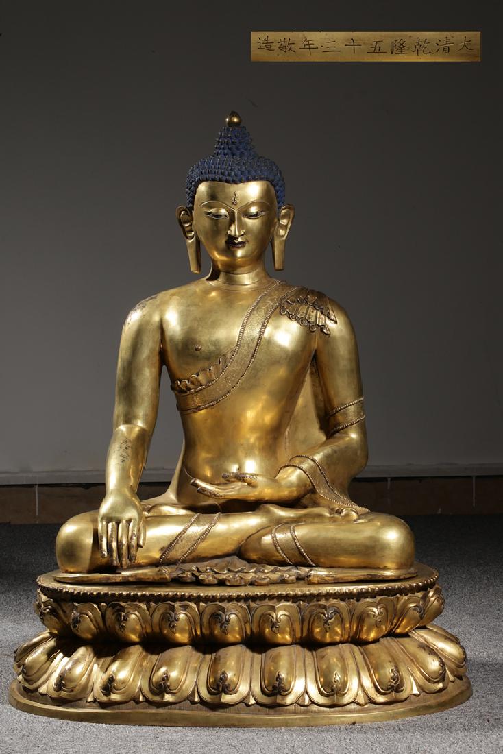 LARGE QING DYNASTY GILT BRONZE SEATED FIGURE (1 of 12)
