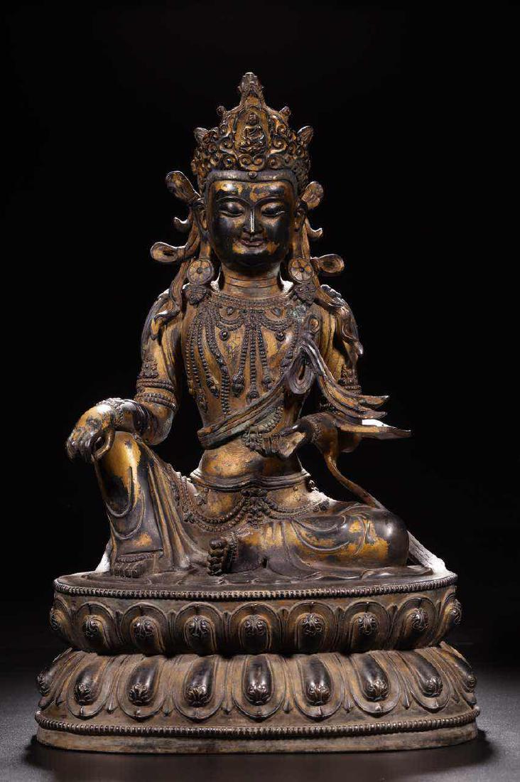 CHINESE GILT BRONZE FIGURE OF SHAKYAMUNI (1 of 9)