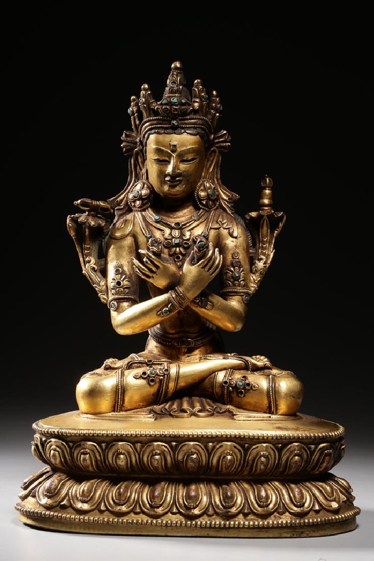 A CHINESE GILT BRONZE BUDDHA FIGURE (1 of 15)