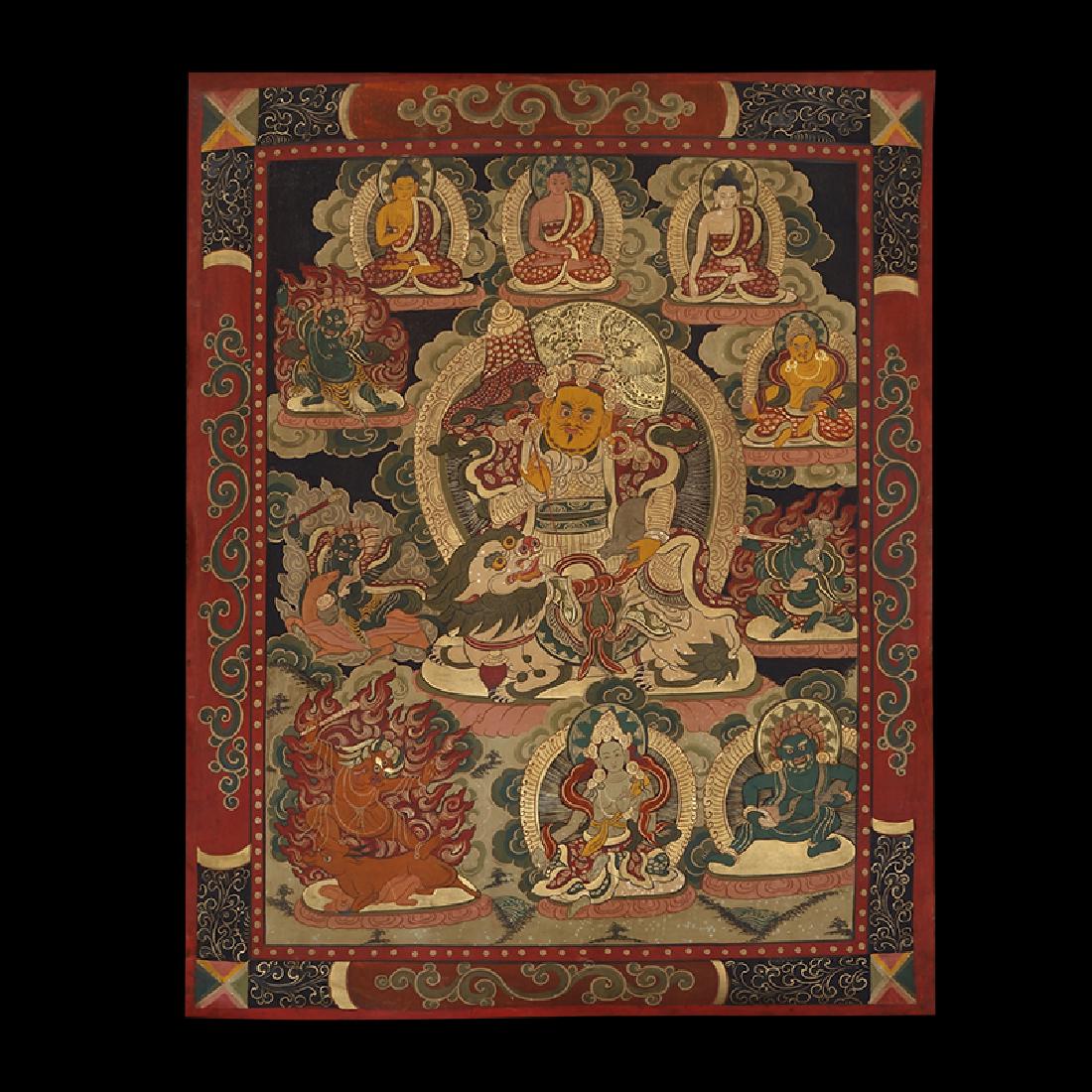 CHINESE  QING DYNASTY PAINTING BUDDHIST THANGKA (1 of 5)