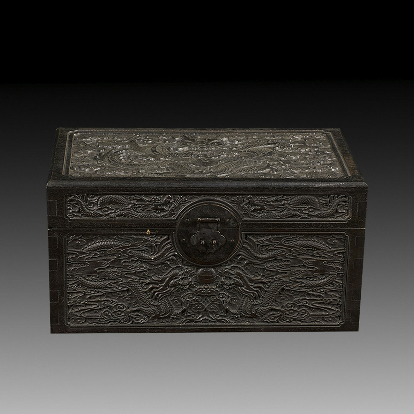 old china antique handcarved Huanghuali Wood dragon box /& lock