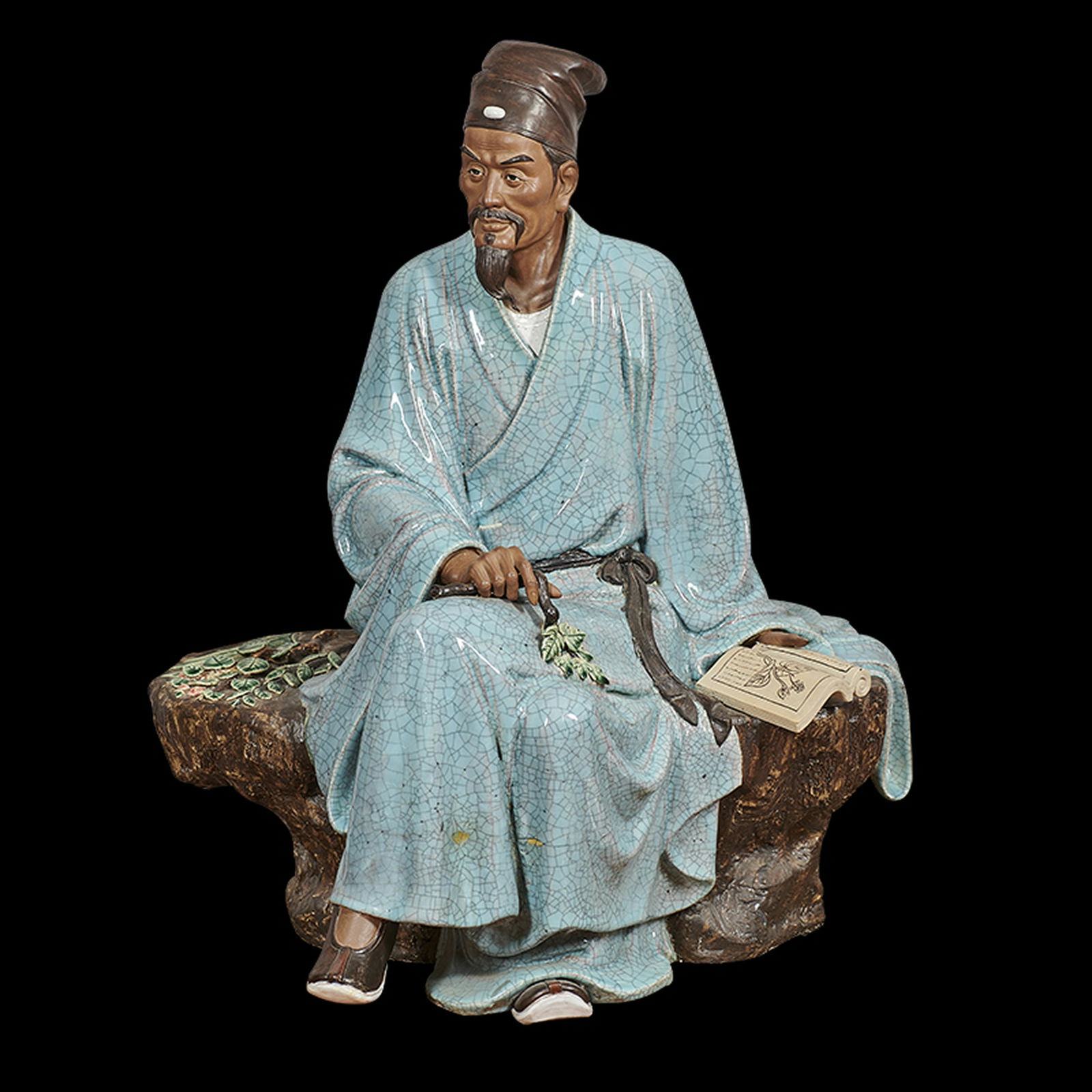 LARGE CHINESE GLAZED FIGURE OF LIBAI SHIWAN (1 of 6)