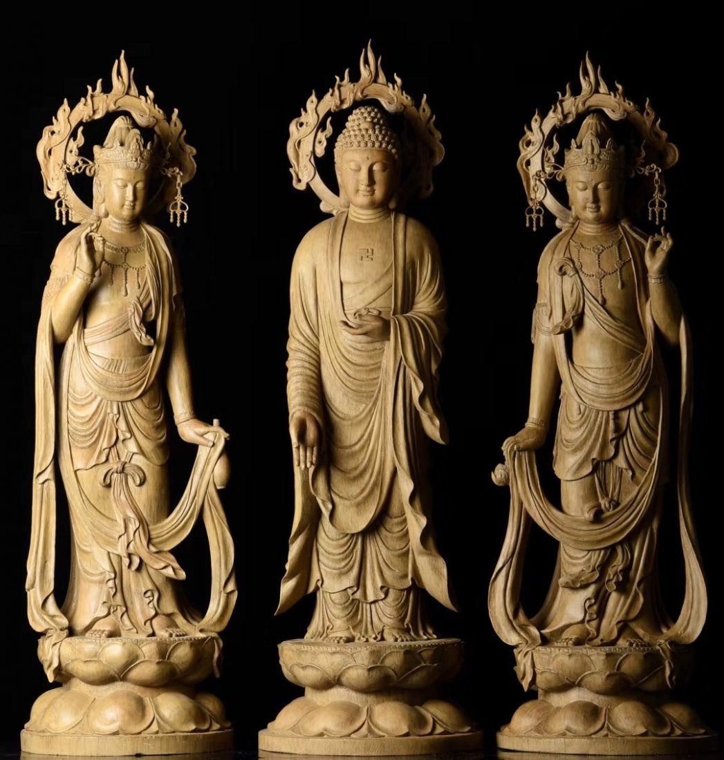 THREE CHINESE  CHENXIANG BUDDHAS (1 of 9)