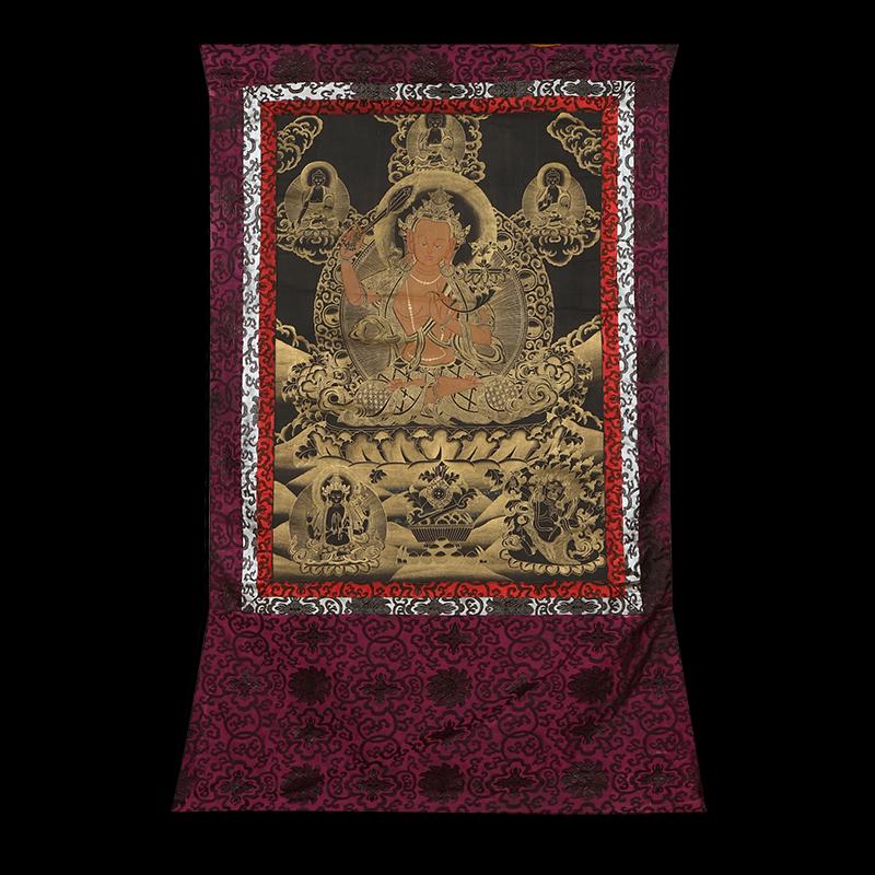 Buddhist Thangka. Tibet. Early 20th century. Mineral: Buddhist Thangka. Tibet. Early 20th century. Mineral pigments on heavy cloth. Scene of Yama with lineage figures..Size:144*102cm