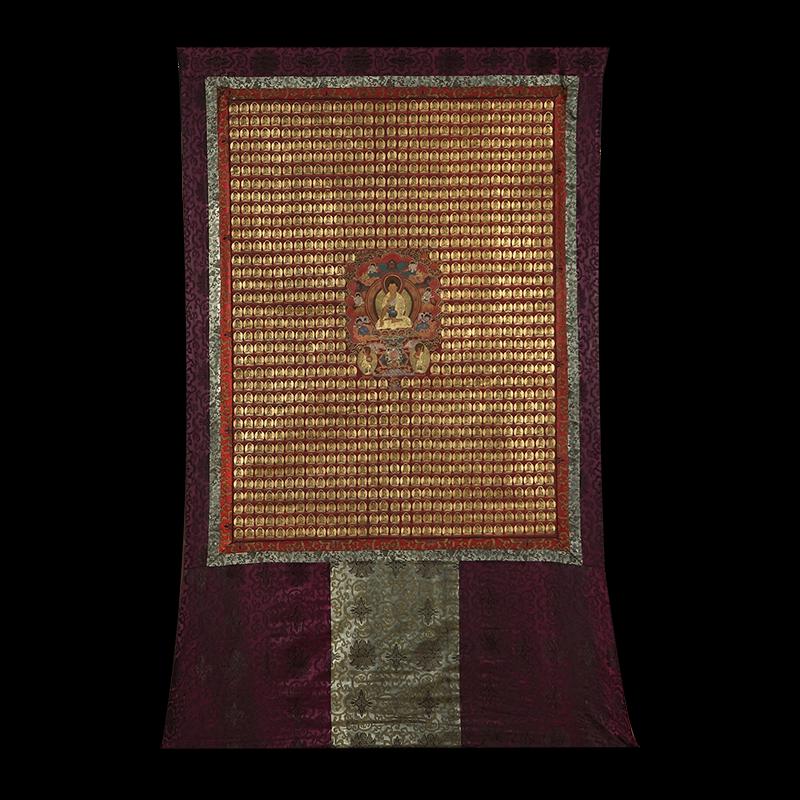 Buddhist Thangka. Tibet. Early 20th century. Mineral: Buddhist Thangka. Tibet. Early 20th century. Mineral pigments on heavy cloth. Scene of Yama with lineage figures..Size:194*132cm