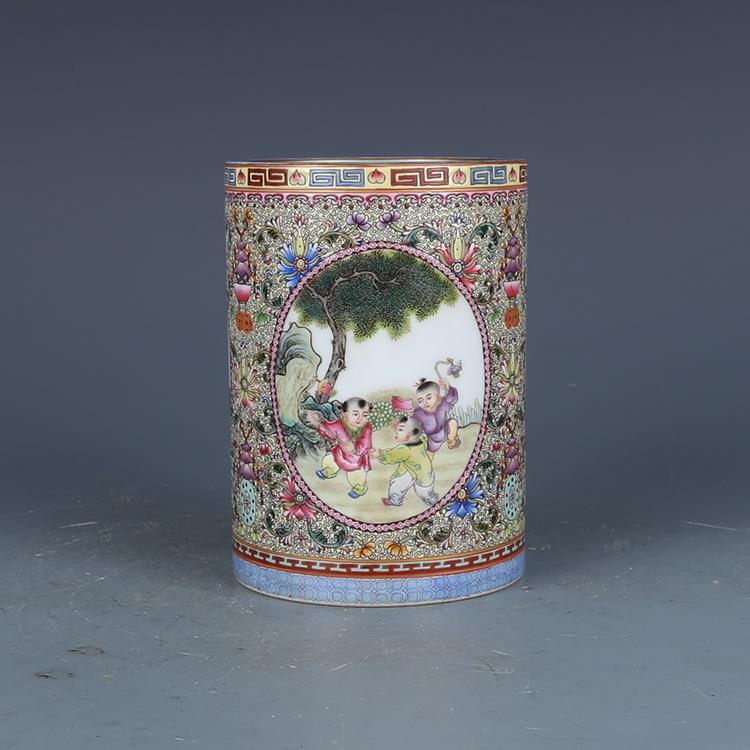 Chinese Famille Rose Porcelain Brush Pot (1 of 5)