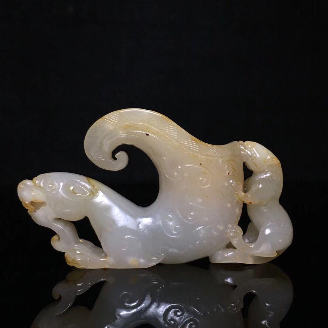 Chinese Qing Dynasty Hetian Jade Statue Dragon (1 of 8)
