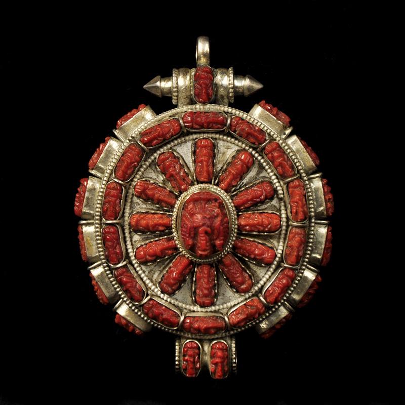 Tibet Buddhism Sterling silver Inlay Gem Vajra Box (1 of 5)